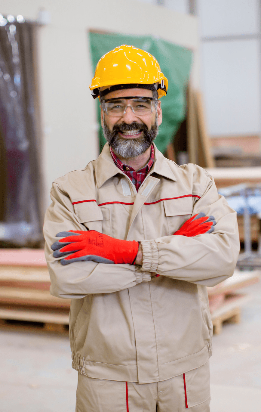 Confident industrial worker. The worker-athlete identity at the core of ADAPT Industrial